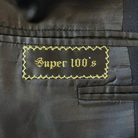 Oxxford Clothes Black Super 100s Wool Mens Sport Coat Renaissance Model Size 44R - Picture 5 of 9